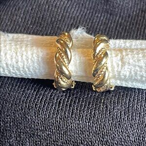 Vintage Christian Dior Gold Twisted Hoop Earrings